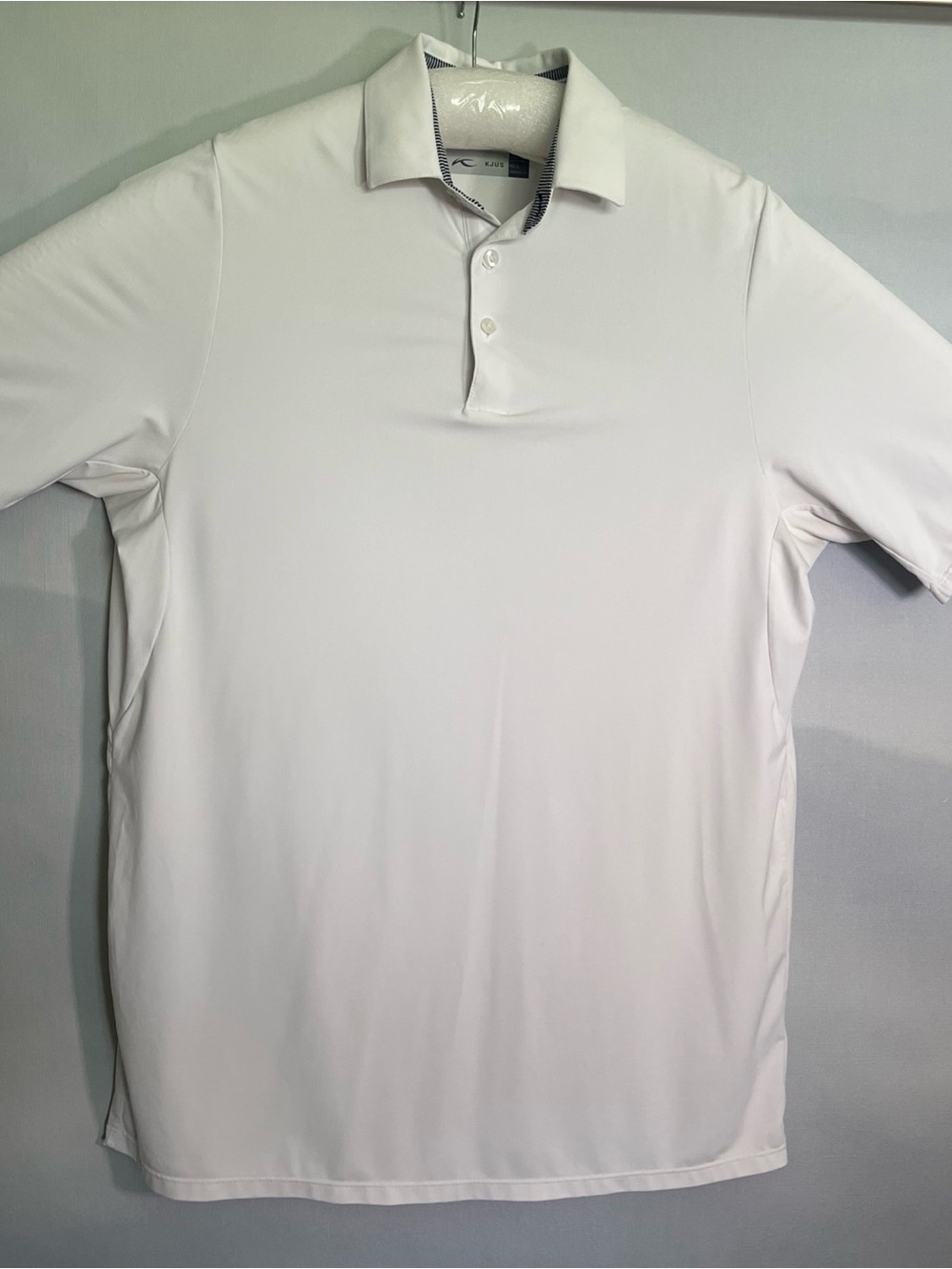 KJUS Mens Men's White Polo Shirt - Performance Short Sleeve with UPF 50+